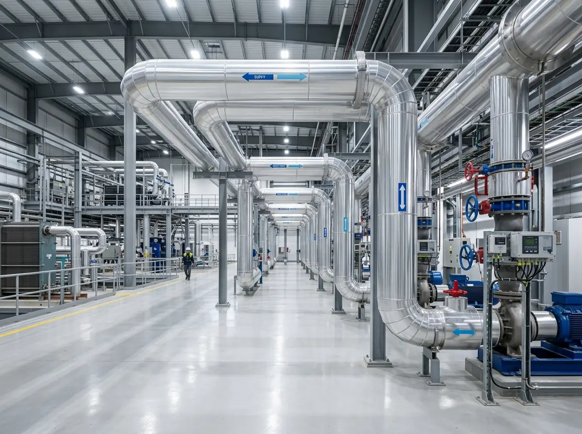 District cooling plant piping